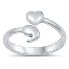 Sterling Silver High Polish Semi Colon Heart Ring
