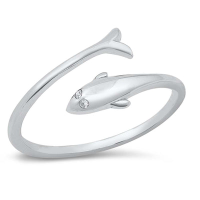 Sterling Silver Rhodium Plated Dolphin Wrap