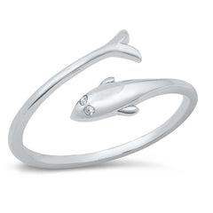 Sterling Silver Rhodium Plated Dolphin Wrap