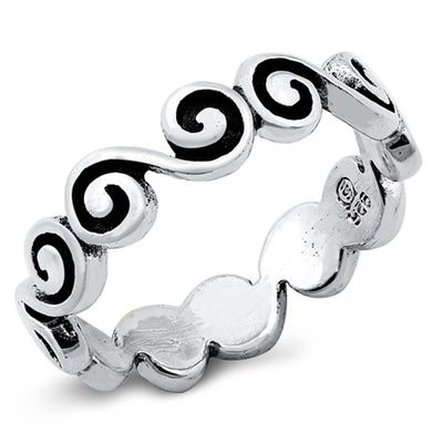 Sterling Silver Oxidized Spirals Ring