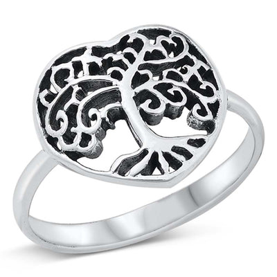 Sterling Silver Oxidized Tree of Life Ring