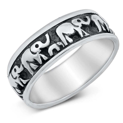 Sterling Silver Oxidized Elephants Ring