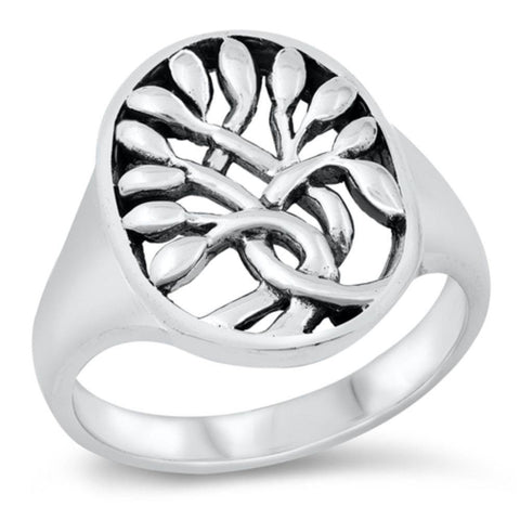 Sterling Silver Oxidized Tree Of Life Ring