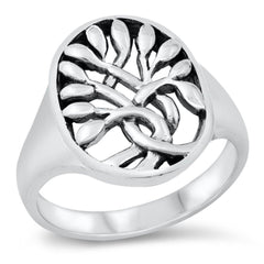 Sterling Silver Oxidized Tree Of Life Ring