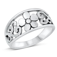 Sterling Silver Oxidized Flower Filigree Ring