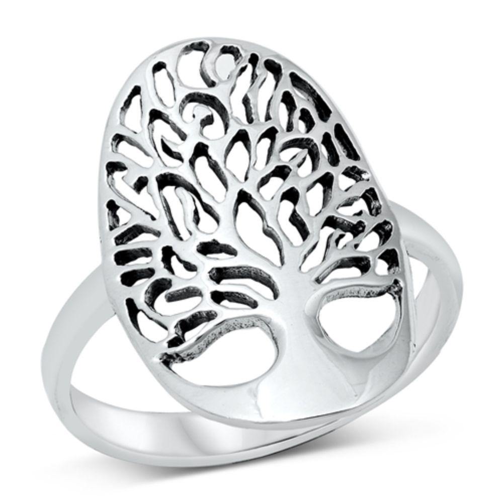 Sterling Silver Oxidized Tree Of Life Ring - silverdepot
