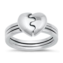 Sterling Silver Oxidized Heart Puzzle Ring