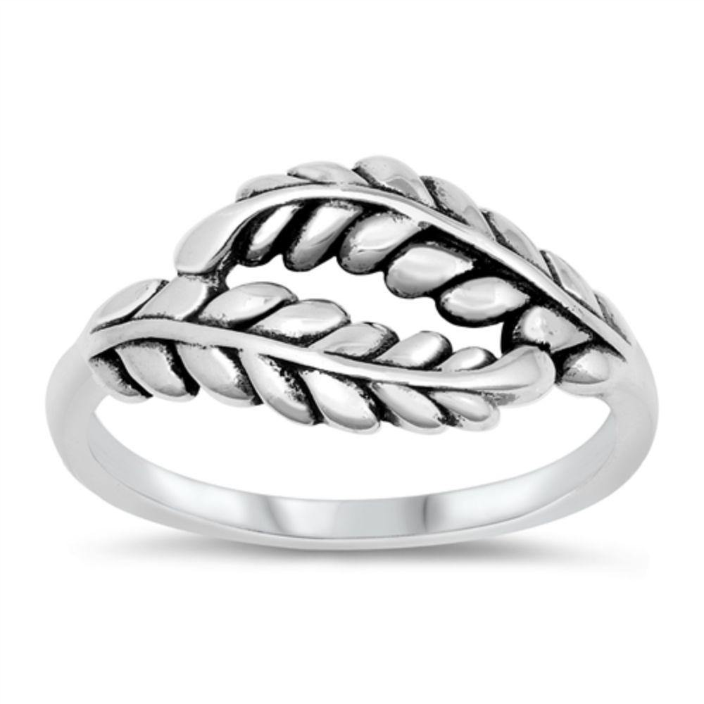 Sterling Silver Oxidized Leaves Ring