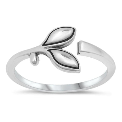 Sterling Silver Oxidized Leaves Ring - silverdepot