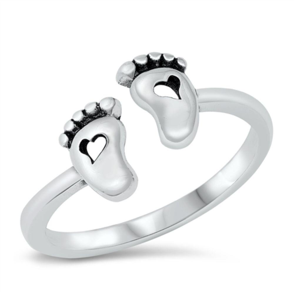 Sterling Silver Baby Feet Ring
