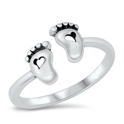 Sterling Silver Baby Feet Ring - silverdepot