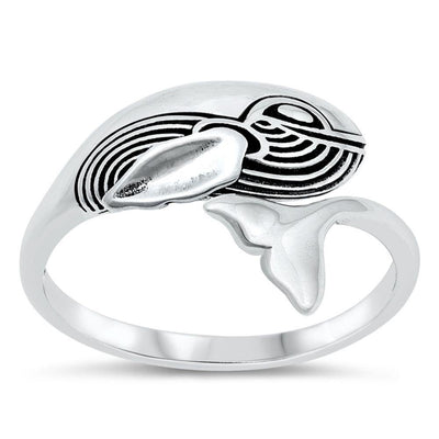 Sterling Silver Whale Ring - silverdepot