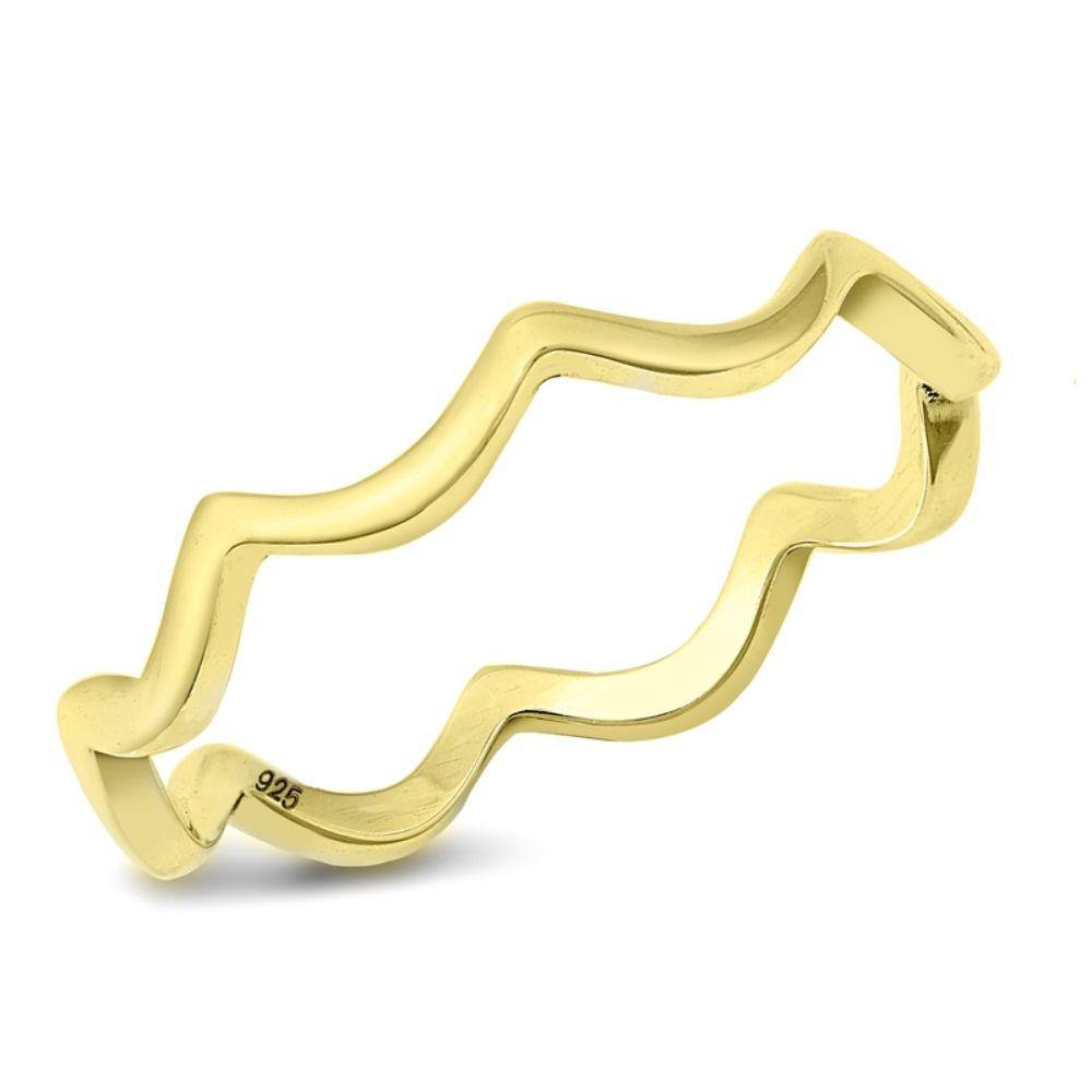 Sterling Silver Yellow Gold Plated Squiggle Ring