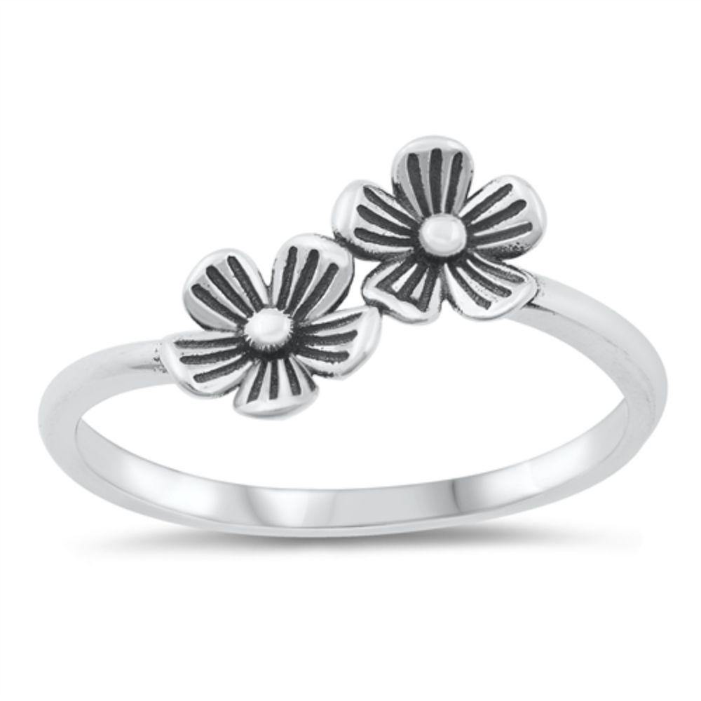Sterling Silver Flowers Ring