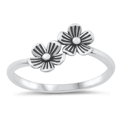 Sterling Silver Flowers Ring - silverdepot