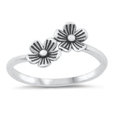 Sterling Silver Flowers Ring