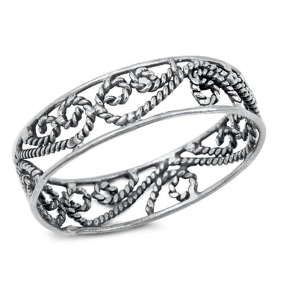 Sterling Silver Oxidized Bali Ring - silverdepot
