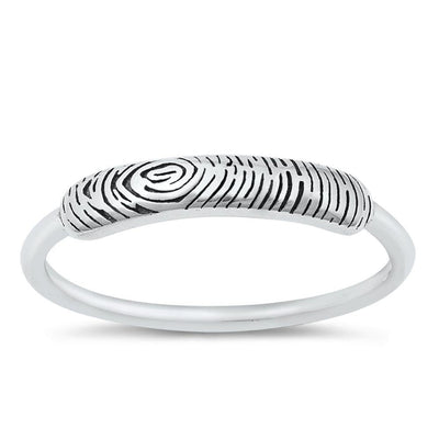 Sterling Silver Tree Print Ring - silverdepot