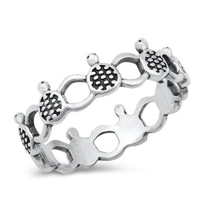 Sterling Silver Oxidized Turtle  Ring