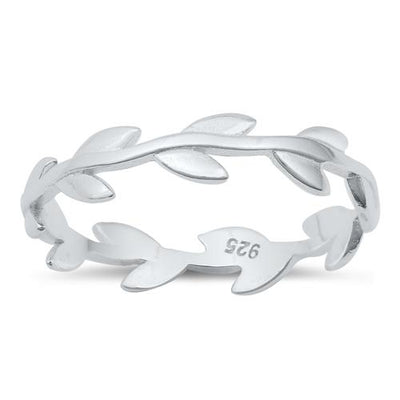 Sterling Silver High Polish Leaves Ring