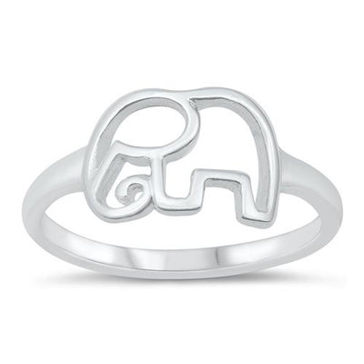 Sterling Silver High Polish Elephant  Ring