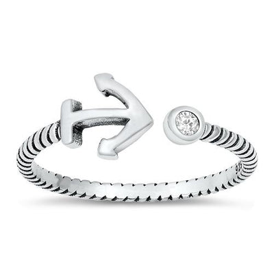 Sterling Silver Oxidized Anchor Ring