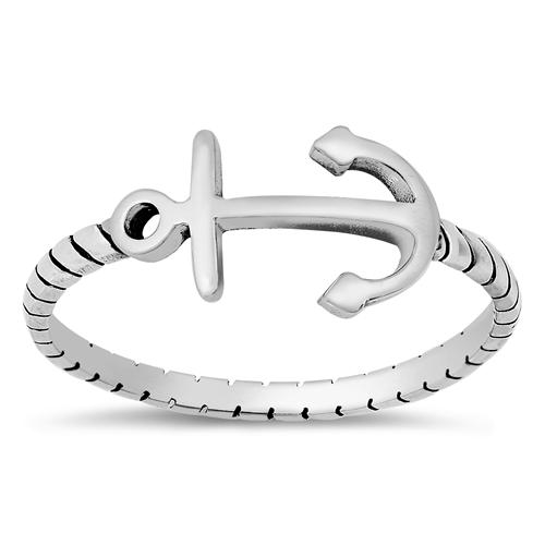 Sterling Silver Oxidized Anchor Ring