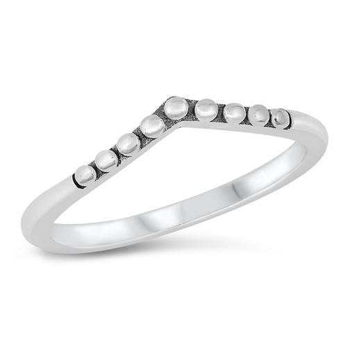 Sterling Silver Oxidized V Dot Ring