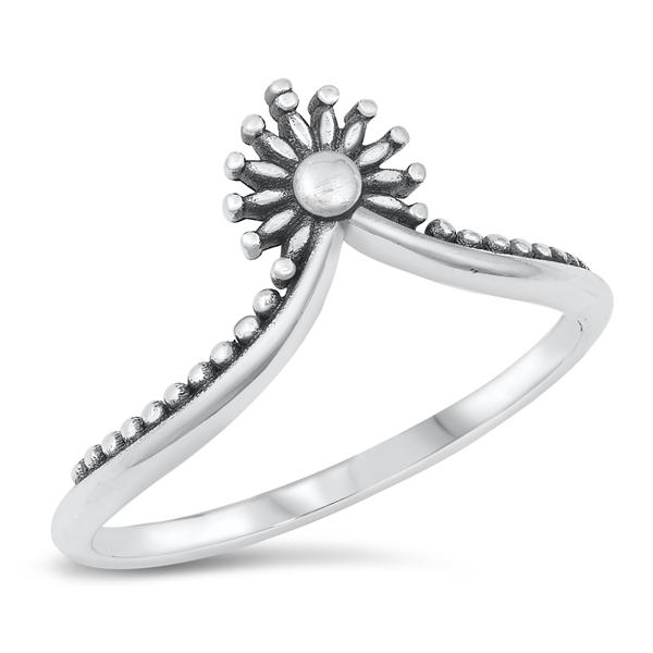 Sterling Silver Oxidized V Shaped Bali Ring