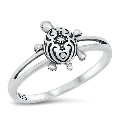 Sterling Silver Oxidized Turtle Ring