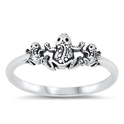 Sterling Silver Oxidized Frogs Ring