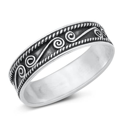 Sterling Silver Oxidized Bali Band Ring