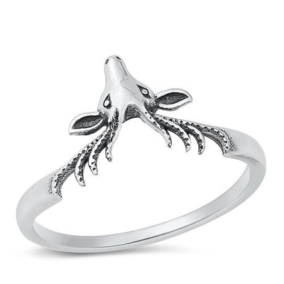 Sterling Silver Oxidized Deer Ring