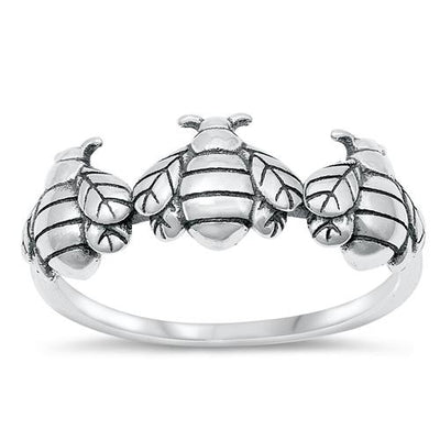 Sterling Silver Oxidized Bees Ring