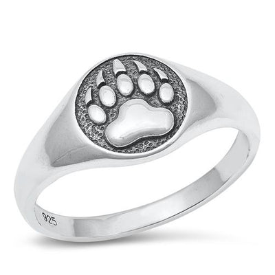 Sterling Silver Oxidized Bear Paw Ring