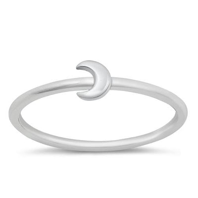 Sterling Silver Rhodium Plated Moon Ring