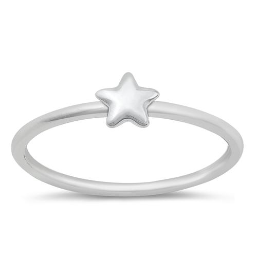 Sterling Silver Rhodium Plated Star Ring