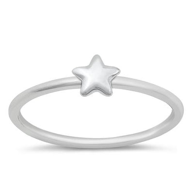 Sterling Silver Rhodium Plated Star Ring