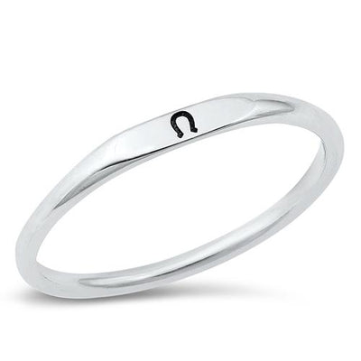 Sterling Silver Oxidized Lucky Horseshoe Ring