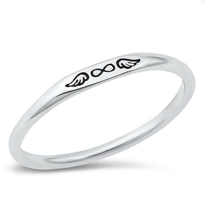 Sterling Silver Oxidized Infinity Wings Ring