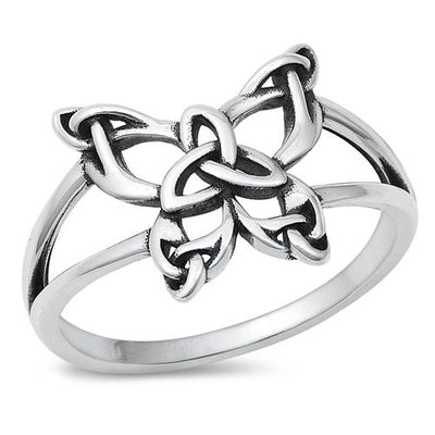 Sterling Silver Oxidized Celtic Butterfly Ring