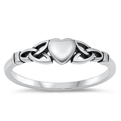 Sterling Silver Oxidized Heart Celtic Ring