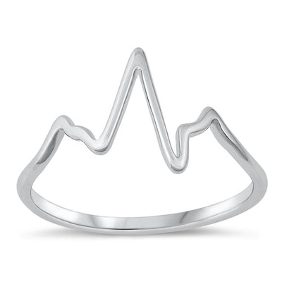 Sterling Silver Rhodium Plated Heartbeat Ring
