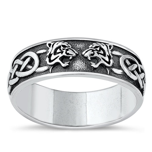 Sterling Silver Oxidized Celtic Tiger Ring