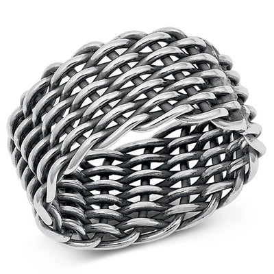 Sterling Silver Oxidized Weave Band Ring