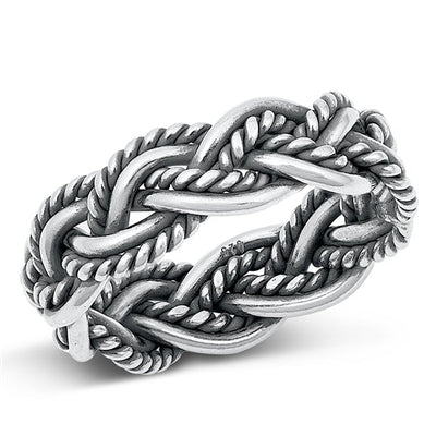 Sterling Silver Oxidized Weave Band Ring