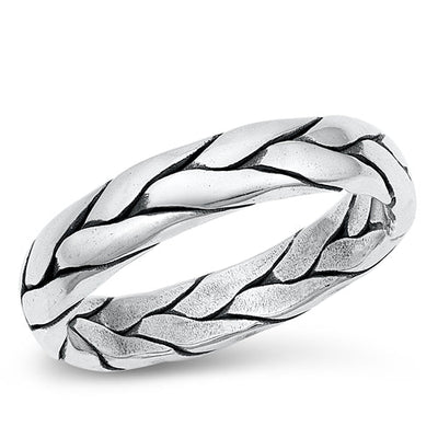 Sterling Silver Oxidized Braided Band Ring