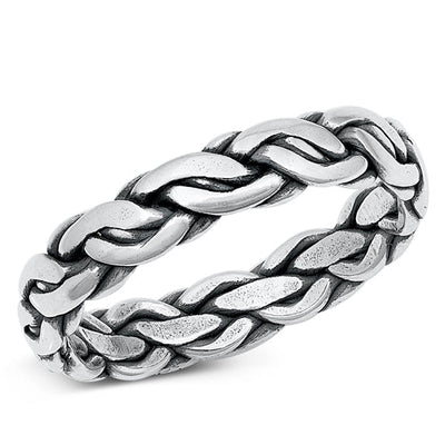Sterling Silver Oxidized Puzzle Braided Band Ring