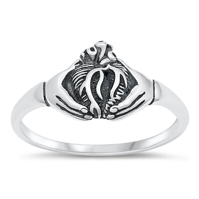 Sterling Silver Oxidized Human Heart Ring