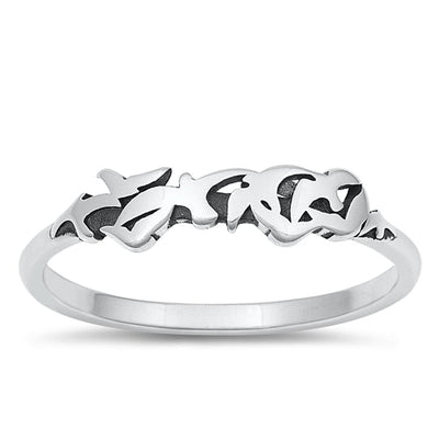 Sterling Silver Oxidized Birds Ring